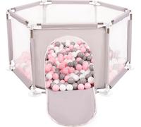 Selonis parc hexagonal avec 900 balles parc pour enfants, gris:blanc/gris/rose poudré