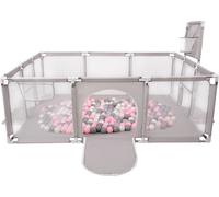 Selonis parc pour enfants avec 400 balles parc pour enfants, gris:perle/gris/transparent/rose poudré