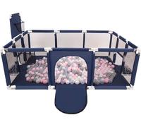 Selonis parc pour enfants avec 900 balles parc pour enfants, bleu foncé:perle/gris/transparent/rose poudré