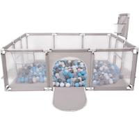 Selonis parc pour enfants avec 900 balles parc pour enfants, gris : gris/blanc/transparent/bleu bébé