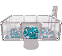 Selonis parc pour enfants avec 900 balles parc pour enfants, gris : gris/blanc/turquoise