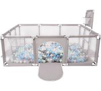 Selonis parc pour enfants avec 900 balles parc pour enfants, gris:perle/gris/transparent/bleu bébé/minze