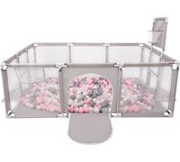 Selonis parc pour enfants avec 900 balles parc pour enfants, gris:perle/gris/transparent/rose poudré