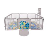 Selonis parc pour enfants avec 900 balles parc pour enfants, gris:turquoise/bleu/jaune/transparent