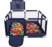 Selonis parc pour enfants avec panier et 100 balles, bleu:vert/jaune/bleu/rouge/orange