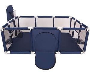 Selonis Playpen Grande aire de jeu avec 900 balles Parc pour enfants, bleu foncé : gris/blanc/transparent/bleu bébé