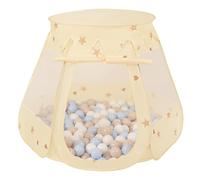 Selonis Tente Château pour Enfants Tente De Jeu 105X90cm/300 Balles 7cm Colorées Jouet Cabane Pop-Up Château Maison De Jeu, Beige Clair: Beige Pastel/Bleu Pastel/Blanc