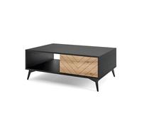 Selsey BOULIA - Table Basse - 104x68 cm - Noir/chêne Evoke Motif à Chevrons