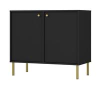 Selsey Buffet Rangement Gris Anthracite 73,9 x 83,6 x 40,8 cm - Meuble Bas Salle à Manger, 2 Portes, 4 Étagères - Pieds Métalliques Dorés 15cm - Panneau de Particules Laminé - Design Moderne