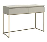Selsey Bureau D'Ordinateur avec 2 Tiroirs 120 x 50 x 80 cm sur Pieds Dorés Cadre en Métal pour Bureau Salon Taupe Bemmi