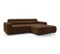 SELSEY - Canapé d’angle FANDO - Chenille - Marron - droit