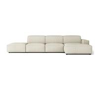 SELSEY - Canapé d'angle avec un pouf Sellmo - 344 cm - droite - Chenille Crème
