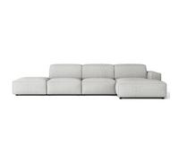 SELSEY - Canapé d'angle avec un pouf Sellmo - 344 cm - droite - Chenille Gris clair
