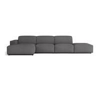 SELSEY - Canapé d'angle avec un pouf Sellmo - 344 cm - gauche - Chenille Gris foncé