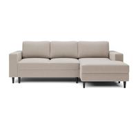 Selsey - Canapé d'angle Nalika en Forme de L avec Espace de Rangement en Velours Beige hydrophobe côté Droit