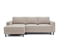 Selsey - Canapé d'angle Nalika L avec Espace de Rangement Beige en Velours hydrophobe côté Gauche