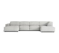 SELSEY - Canapé d'angle Sellmo - 366 cm - droite - Chenille Gris clair