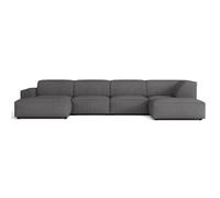 SELSEY - Canapé d'angle Sellmo - 366 cm - droite - Chenille Gris foncé