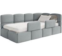 Selsey Cloudy – Lit d'enfant 90 x 200 cm, avec matelas, barrière de sécurité, tête de lit à droite, velours gris
