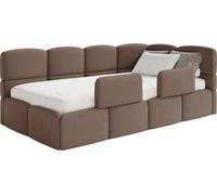 Selsey Cloudy – Lit d'enfant 90 x 200 cm, barrière de sécurité, tête de lit à droite, velours marron