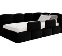 Selsey Cloudy – Lit d'enfant 90 x 200 cm, barrière de sécurité, tête de lit à droite, velours noir