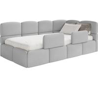 Selsey Cloudy – Lit enfant 120 cm, coffre de rangement, 2 barrières de sécurité, chenille, à droite, gris clair