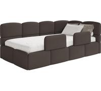 Selsey Cloudy – Lit enfant 120 cm, coffre de rangement, 2 barrières de sécurité, chenille, à droite, marron