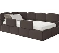 Selsey Cloudy – Lit enfant 120 cm, coffre de rangement, 2 barrières de sécurité, chenille, gauche, marron