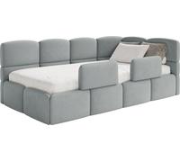 Selsey Cloudy – Lit enfant 120 cm, coffre de rangement, 2 barrières de sécurité, velours, à droite, gris