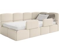 Selsey Cloudy – Lit enfant 120x200, tête de lit à droite, matelas et coffre de rangement, bou eige clair