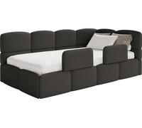 Selsey Cloudy – Lit enfant 120x200, tête de lit à droite, matelas et coffre de rangement, bouclé marron