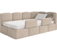Selsey Cloudy – Lit enfant 120x200, tête de lit à droite, matelas et coffre de rangement, chenille beige