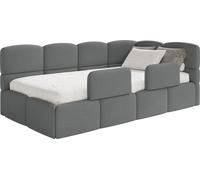 Selsey Cloudy – Lit enfant 120x200, tête de lit à droite, matelas et coffre de rangement, chenille gris foncé