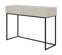 Selsey Coiffeuse avec 2 Tiroirs 110 x 79 cm sur Pieds Noirs Table De Maquillage Coin Beauté Beige Gris Veldio