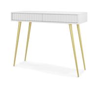 Selsey Coiffeuse avec 2 Tiroirs sur Pieds Dorés 104 x 80 cm Meuble De Rangement Blanc Table De Maquillage Bello
