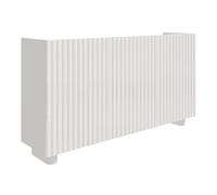Selsey Commode 144 cm Meuble de Chambre Blanc Brillant 3 Portes avec Système Push-to-Open Façades Rainurées MDF Design Moderne Scandinave Fabriqué en Pologne