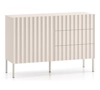 Selsey Commode À 3 Tiroirs 1 Porte Meuble De Rangement sur Pieds Push to Open 113 cm Beige Clair Derriva
