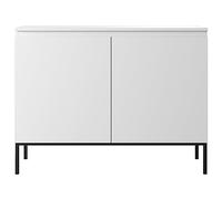 Selsey Commode Armoire 2 Portes 77 x 100 cm sur Pieds Noirs Meuble De Rangement pour Chambre À Coucher Blanc Bemmi