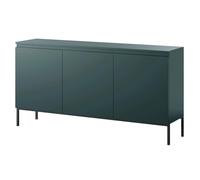 Selsey Commode Armoire 3 Portes 77 x 150 cm sur Pieds Dorés Meuble De Rangement pour Chambre À Coucher Vert Foncé Bemmi