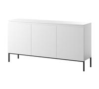 Selsey Commode Armoire 3 Portes 77 x 150 cm sur Pieds Noirs Meuble De Rangement pour Chambre À Coucher Blanc Bemmi