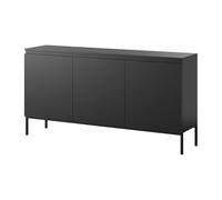 Selsey Commode Armoire 3 Portes 77 x 150 cm sur Pieds Noirs Meuble De Rangement pour Chambre À Coucher Noir Bemmi