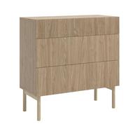 Selsey Commode Armoire 90 cm 3 Tiroirs sur Pieds en Bois Meuble De Rangement pour Chambre À Coucher Salon Chêne Huilé Nolie