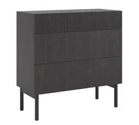 Selsey Commode Armoire 90 cm 3 Tiroirs sur Pieds en Bois Meuble De Rangement pour Chambre À Coucher Salon Frêne Portland Noir Nolie