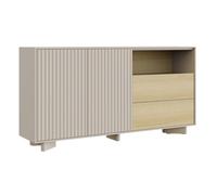 Selsey Commode Chambre 156 cm Cachemire Chêne Vicenza - Meuble de Rangement avec 2 tiroirs, Niche Ouverte et Portes, Buffet Bas Moderne pour Salon et Chambre Adulte, façades rainurées