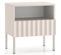 Table de chevet avec façades cannelées - DERRIVA - 50 cm beige clair