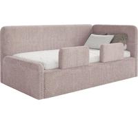 Selsey Fanko – Lit enfant 90 x 200 cm avec barrière de sécurité, matelas, tête de lit à droite, peluche, rose poudré