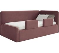 Selsey Fanko – Lit enfant 90 x 200 cm avec barrière de sécurité, tête de lit à droite, velours, rose