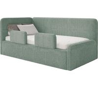 Selsey Fanko – Lit enfant 90 x 200 cm avec barrière de sécurité, tête de lit à gauche, peluche, vert sauge