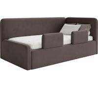 Selsey Fanko – Lit enfant 90x200 cm avec barrière de sécurité, matelas, tête de lit à droite, velours, marron
