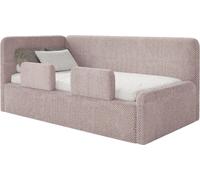Selsey Fanko – Lit enfant 90x200 cm avec barrière de sécurité, tête de lit à gauche, peluche, rose poudré